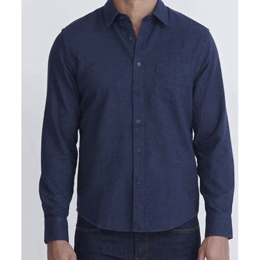 UNTUCKit Fuligni Flannel Button Shirt Men XL Tall Navy Blue Long Sleeve Cotton